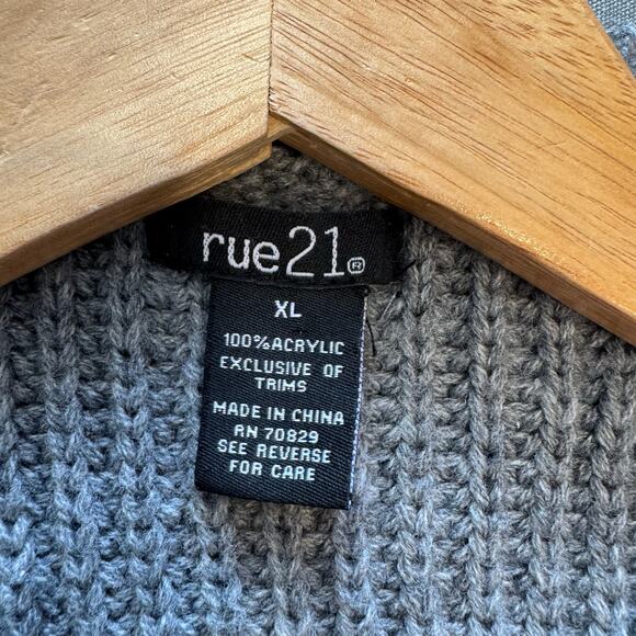 Y2K rue21 Coquette V-Neck Sweater Womens XL Gray Cinched Fairy Balletcore Cozy - Picture 5 of 9